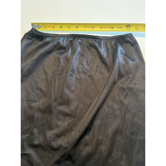 Vintage Women's Skirt Slip Size Large 30/32 Black Half Slip Midi Lace Trim - Picture 4 of 7